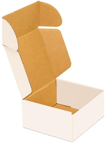 50-pack liten fraktlåda, 10 x 10 x 5 cm, korrugerad post, Wonfer kartonglåda, vit