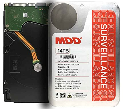 MDD MAXDIGITALDATA 14TB 7200RPM 256MB Cache SATA 6.0Gb/s 3.5inch Internal Surveillance Hard Drive - 3 Years Warranty (Renewed)