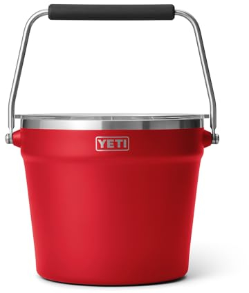 YETI Rambler Beverage Bucket, Double-Wall Vacuum Insulated Ice Bucket with Lid, Rescue Red