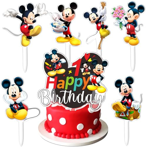 7 PcsTortenDeko Maus 1 Jahr, Cake Topper Mouse 1, Mouse Geburtstagsdeko Torte 1, Mouse Geburtstagsdeko Kuchen, Mouse Kuchen Deko, Mouse Cake Decoration, Maus Deko Torte, Mouse Cupcake Topper