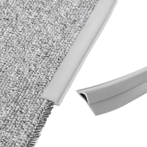 Carpet Edging Trim Strip Self Adhesive, PVC Floor Transition Strip, Carpet to Wood Floor Transition Strip Edge Sealing Moulding Strip for Door Mat Carpet Doorway, Grey (5M)