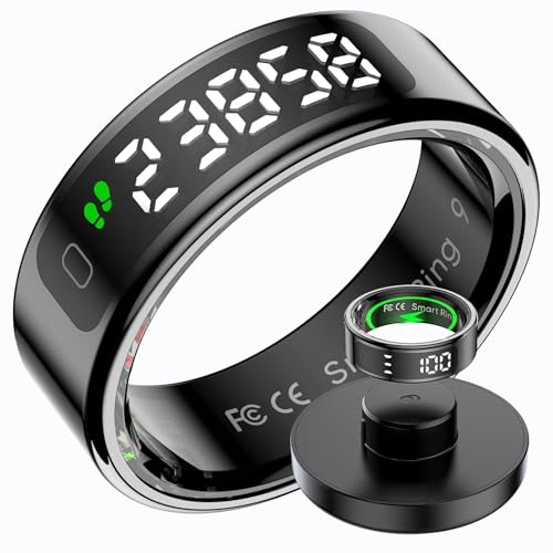 findtime Bague intelligente avec écran pour homme et femme IP68 étanche - Tracker Android iOS - Anneau de fitness intelligent SpO2 - Moniteur de fréquence cardiaque - Podomètre - Sport
