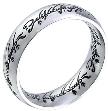 Anillo de acero inoxidable tallado en 3D con diseño de El Señor de los Anillos de titanio tallado en 3D, chapado en oro de 24 quilates, acero inoxidable para hombre