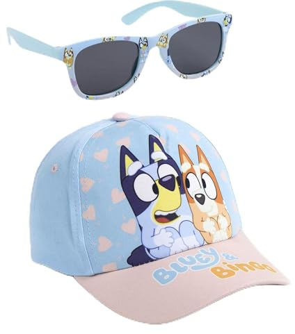 Gorra y Gafas de Sol Bluey Set Infantil Original para Niñ@s Unisex - Gorra y Gafas Bluey Accesorios Verano Gafas Protección UV y Gorra Ajustable
