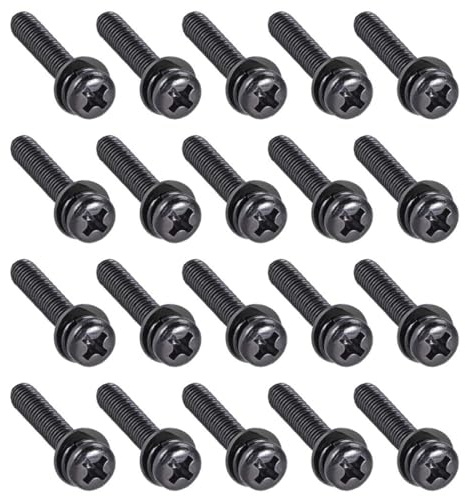 TA-VIGOR M5 Phillips Pan Head Bolt with Spring & Plain Washer 30mm 20pc | Carbon Steel Cross Round Head Machine Screws for Heavy-duty Fastening for Wood, Metal, Plastic