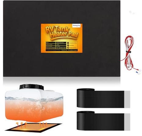 Obeaming Värmematta för Husbil med Automatisk Termostat, 44cm x 30cm DC 12V Vinter Vattentanksvärmare för Husbilar, Husvagnar, Campingvagnar, Passar för 20-50 Gallons Vattentankar