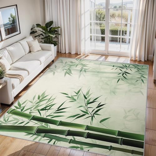 Generico Tappeto Salotto Foglie di Bambù 160x230 cm, Tappeto Foresta di Bambù, Antiscivolo Pelo Corto Lavabili per Camera da Letto Cucina Bagno P-&44