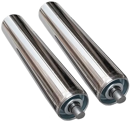 2-pack galvaniserade ståltransporthjul – robust, 3,3 cm diameter, 35 cm lång, perfekt för logistiktillämpningar – kan belastas för smidig drift, finns i längder från 15 till 91 c