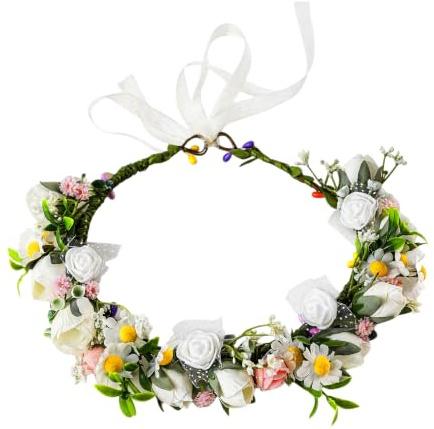 Nivofu Diadema Floral Ajustable para Mujer, Corona de Flores Artificiales para Boda, Fiesta y Ceremonia