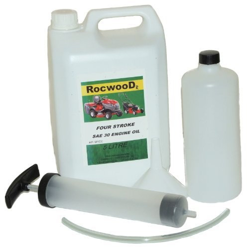 5 Litres Of SAE30 Engine Oil & Manual Fluid Extractor Kit For Lawnmowers