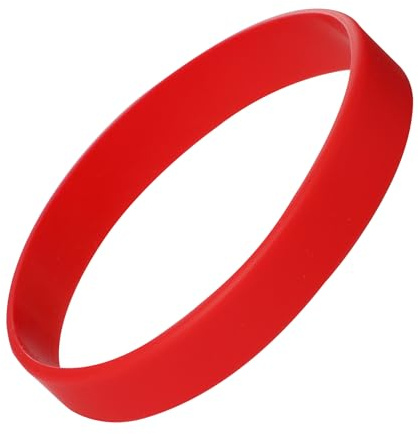Komonee Plain Red Coloured Silicone Sports Arm Exercise Wristband Bracelets Rubber Wrist Bands Party Accessories For Men Women Boys Girls (Pack of 1)