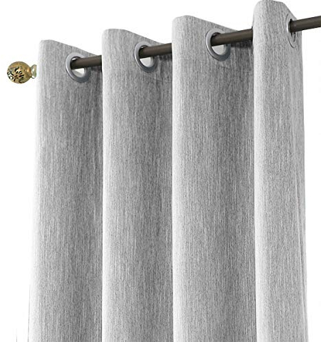 Melodieux Thermal Curtains for Bedroom - Casual Cotton Blend, Soundproof, Semi Blackout, Grommet Rocket, Room Darkening Curtain Window Drapes for Classroom, Home Office (Grey, 66 x 72 Inch Drop)
