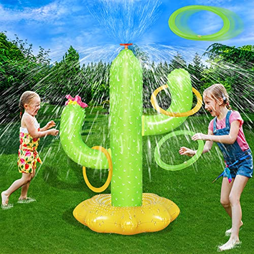 Sprinkler for Kids Outdoor Water Toy: Inflatable Cactus Toddler Sprinkler