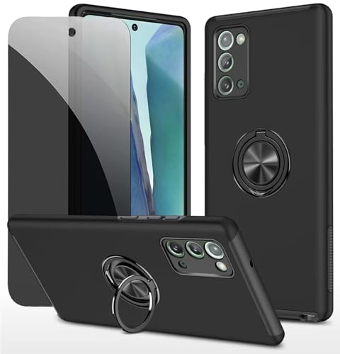 Dechyi Sichtschutz hülle für Samsung Galaxy Note 20 Schwarz Handyhülle mit Anti-Spähen aus gehärtetem Glas Displayschutzfolie mit Ringhalterung stoßfest, Kratzfest strapazierfähig Schutzhülle