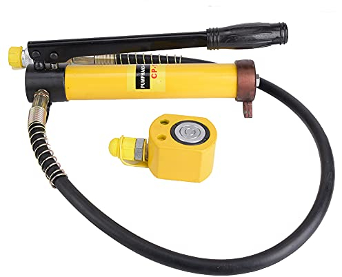TEUOPIOE Manuelle hydraulische Handpumpe Ultra dünn 10T Low Profile Hydraulic Jack Stahl Griff Hebe Werkzeug