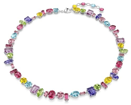 Swarovski Gema Halskette, Rhodinierte Damenhalskette mit Strahlenden Swarovski Kristallen