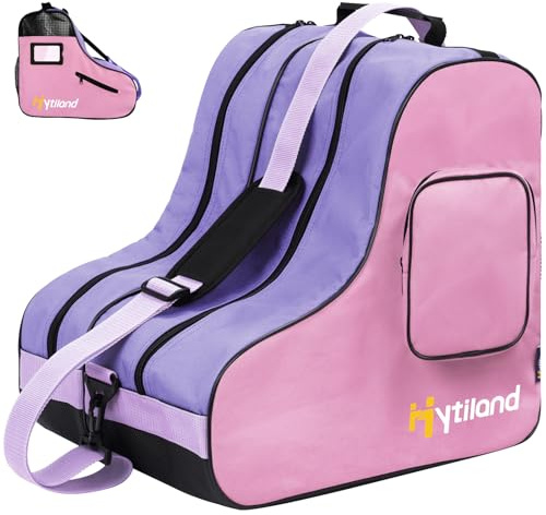 Hytiland Roller Skate Bag, Breathable Ice Skate Bag with Adjustable Shoulder Strap Large Capacity Skate Bag Fit Inline Skates,Ice Skates, and Most Roller Skate Accessories for Kids and Adults,B Purple