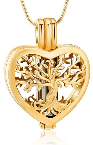 VCCWYQK Collier avec pendentif en forme de cœur, urne funéraire, bijou funéraire, mini souvenir pour cendres, pendentif creux, 0.86*0.86inch, Acier inoxydable, Pas de gemme