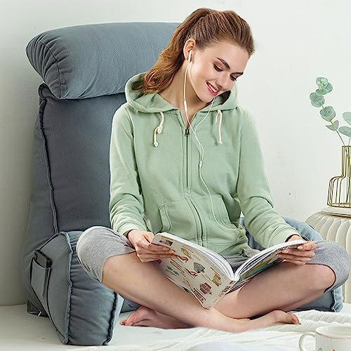 AMZZHAO Cojín de Lectura con Brazos,Cojín De Apoyo Lumbar,Almohada de Lectura Respaldo para Cama,Desenfundable,Ideal para Trabajar,Leer o Jugar en la Cama/Sofá/Suelo