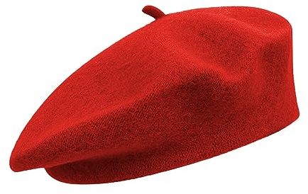 NOKDAL Französischen Beret Damen Wolle Baskenmütze Barrett Mütze Klassishe Basken Mütze Mode Barette Mütze Jujube Rot KüNstler WintermüTze Barett Franzosen für Frühling Herbst Winter58cm