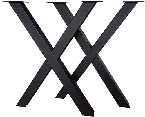 STALFORM 2 Stück X Form Tischbeine Metall Schwarz 60x72 cm - Rostfrei Industrial Pulverbeschichtete Möbelfüße - Tischgestell für DIY Couchtisch, Esstische Schreibtische, Bürotische