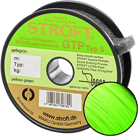 STROFT GTP typ S flätad fiskelina 125 m gulgrön S6-0,280 mm – 16 kg