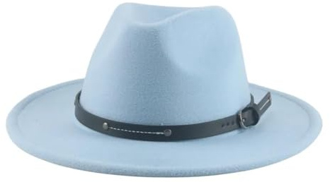 SOYNIA Chapeaux Fedora Trilby Chapeau Feutre Chapeaux pour Femmes Chapeaux pour Hommes Chapeaux Feutrés Solide Décontracté Formel Mariage Décorer Large 60-62 Cm (XL) Bleu Ciel