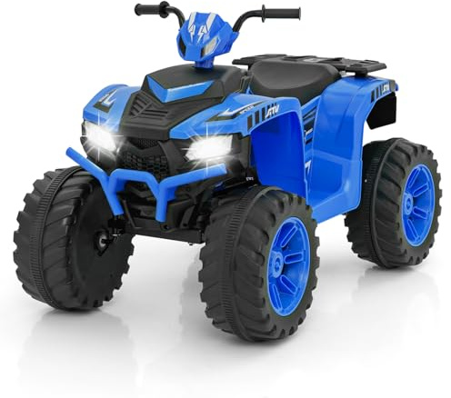 HONEY JOY 24V Kids ATV, 4 Wheeler Battery Power Ride On ATV Toy for Big Kids, LED Lights, High/Low Speed, Treaded Tires, Music, Off-Road Toddler Quad, Electric Car for Boys Girls (Blue)