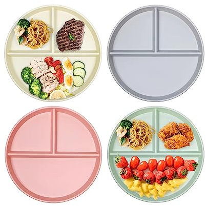 greenandlife Teller Set 4er 22.8cm Unzerbrechliche Speiseteller, Mehrweg Kinderteller, Leicht Plastikteller, Geschirr Plate Mikrowellen& Spülmaschinenfestv, Camping teller für Kinder Und Erwachsene