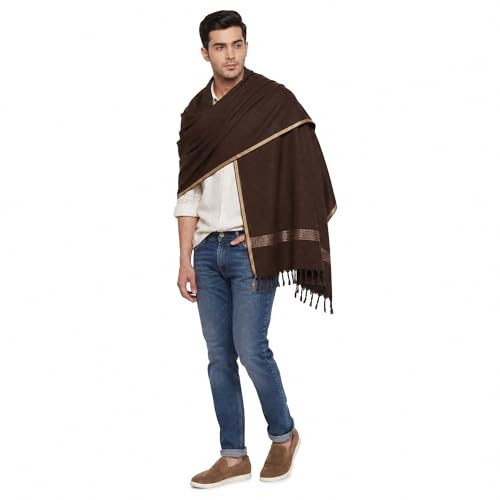 SHOPUKASA Men's Shawl Lightweight Summer Scarf — Cashmere Feel Shemagh Keffiyeh Wrap, Soft Breathable Cotton Blend Scarves for Men, All Season Festival Travel Beach Scarf, Generous 84×42 Inches Gift