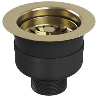 Top Fix Kitchen Sink Strainer – 90mm Stainless Steel Kitchen Sink Basket Strainer - Design for Easy DIY Installation | Watertight Seal, Drop-In Assembly (Brushed Brass)