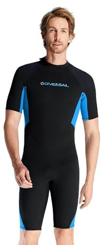 Kurze Neoprenanzüge für Herren 3mm Neopren Tauchanzug Rückenverschluss Kurzarm für Tauchen Schnorcheln Surfen und Schwimmen L Größe Schwarz