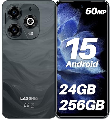 LAGENIO A11 Pro Android 15 Telefono Cellulare, 6.7 Inch HD+ 120Hz Mobile Phone, 24GB+256GB/TF 1TB, Dual SIM 4G Android Smartphone, 50MP+8MP AI Camera/Widevine L1/Face ID/GPS/OTG