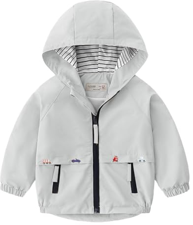 Volunboy Bébé Garçon Veste à Capuche, Enfant Poche Zippée Automne Blousons Manteau(Taille 80,12-18 mois,Gris
