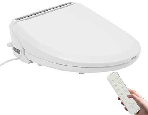 Smart Bidet Toilettensitz WC Sitz Beheizbar Fernbedienung Toilettendeckel Dusch WC Aufsatz Bidet Aufsatz für Toilette Klobrille WC Mit Bidet Funktion Nachtlicht Trockner Warmwasser 20x30cm-Innen Kreis