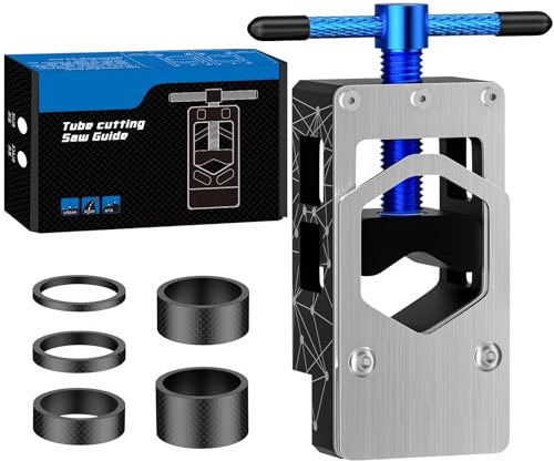 Pawfly Guide de Scie pour Vélo Route/Montagne Fourche Potence Tige de Selle Guide de Coupe Réglable avec Entretoises Carbone 3-20 mm Outil de Coupe pour Tubes en Fibre de Carbone & Alliage d'Aluminium