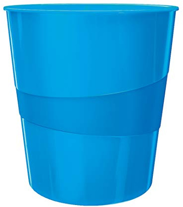 Leitz 15 Litre Waste Bin, Plastic, Wow Range, Metallic Blue