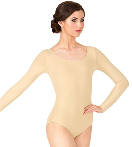 Bloch Dance Lepsi Microlux Damen-Tanzanzug, langärmelig, hautfarben, Größe M