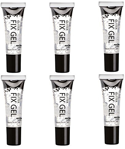 Glitzer Fix Gel von Moon Glitter - kosmetischer Glitzer Haftprimer für Gesicht und Körper. Für alle Glitzer einschließlich feinen, stückigen, holographischen, schillernden und bio - Set mit 6