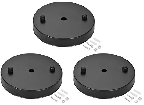 uxcell Retro Light Canopy Kit Pendant Lighting Ceiling Plate 120mm 4.7Inch Black 3Pcs
