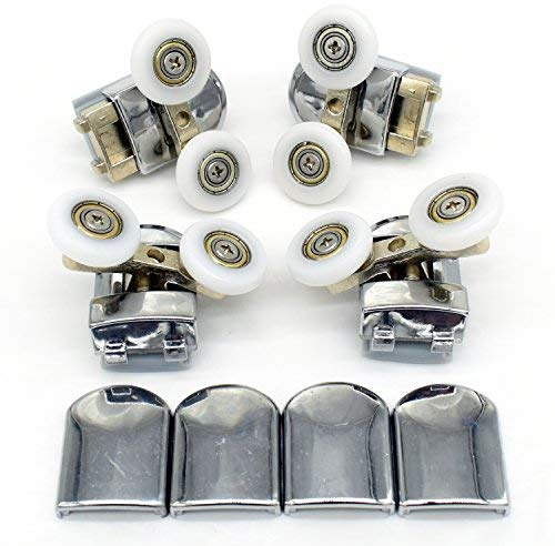 Juego de 4 ruedas dobles para puerta de ducha de 20 mm de diámetro, piezas de recambio para la parte superior e inferior de la puerta