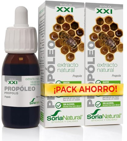 Soria Natural Própoleo Extracto Puro 100% Natural - Complemento Alimenticio con Propolis - Aumenta las Defensas y Regula Sistema Inmunológico, Antiséptico y Antiinflamatorio (50ml (Paquete de 2))