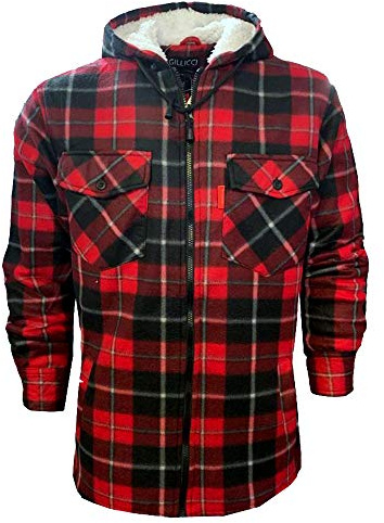 Vadderad herrjacka sherpa päls fodrad extra tjock huva quiltad skjorta män jacka varm tjock termisk rutig tröja luvtröja UK storlek S-5XL