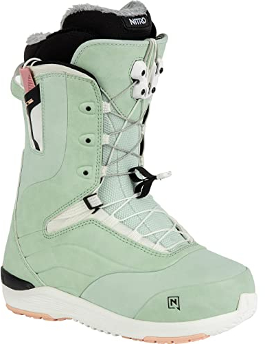 Nitro Damen Snowboards Crown TLS '23 Leichter Snowboardschuh Snowboardboot mit Schnellschnürsystem Allround Freestyle Freeride Softboot Warm Boots, Mint-White, MP 26,0 // EU 40 // US 8,5