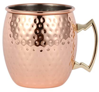 Moscow Mule Mug, 550 Ml Hammer Point Cup med Stor Kapacitet, Rostfritt Stål Cocktail Cup med Handtag, Moscow Mule Cooper-muggar i Metall för öl, Sprit, Vin, Kall Dryck, Cocktail