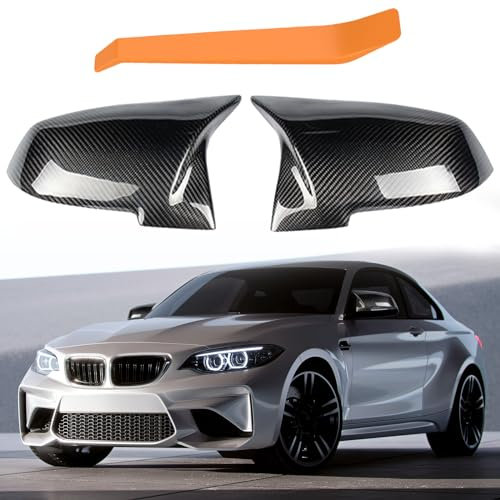 Spiegelkappen Außenspiegel 1 Paar Kompatibel mit Rückspiegel Abdeckung 1er F20 F21/2er F22 F23/3er F30 F31 F34 GT/4er F32 F33 F36/i3 i3S/X1 E84/F87 M2 Seitenspiegelgehäuse (Kohlefasermuster)