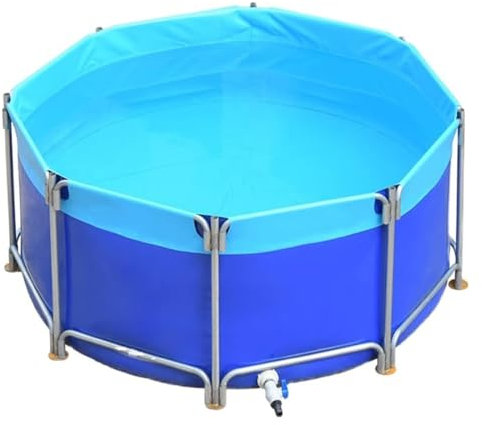 Pealihuy Pool Teichbecken Aufstellbecken, Segeltuch Außenaquarium Fischteichbecken Mit Metallhalterung Rund Groß Faltaquarium Kinderbecken Fischtank Für Koi Fischteich Segeltuch