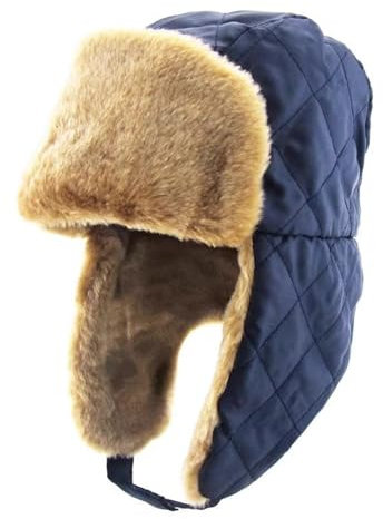 Chapkas Enfant Bonnet Aviateur Pilote avec Earflap Chapeau d'hiver Chaud Chapeau de Trappeur Fausse Fourrure Coupe-Vent pour Enfant de 2-7 Ans (FR/ES, Numérique, 52, Bleu)