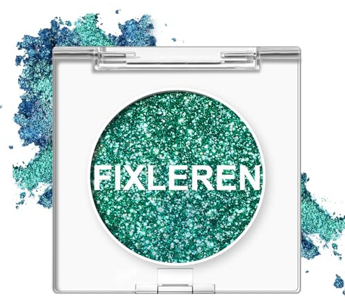 Fixleren - Palette di ombretti con glitter, effetto illuminante, camaleonte, cangiante, metallico, olografico, multicromatico, a lunga durata, trucco per palcoscenico e feste, verde-8