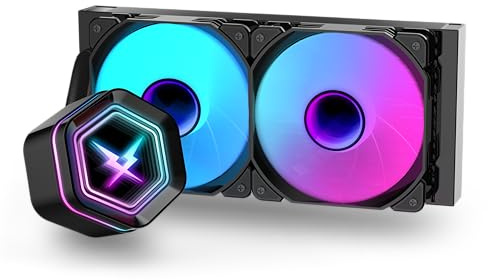 RUIX NC240 ARGB AIO CPU Liquid Cooler, 240mm High-Efficiency CPU Water Cooling with High-Speed Ceramic Bearing Pump, 2X PWM ARGB Fans, Intel LGA 1851/1700/1200/115X/2011, AMD AM5/AM4 - Black